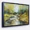 Designart - Creek in the Forest Oil Painting - Landscape Painting Canvas Print in Black Frame